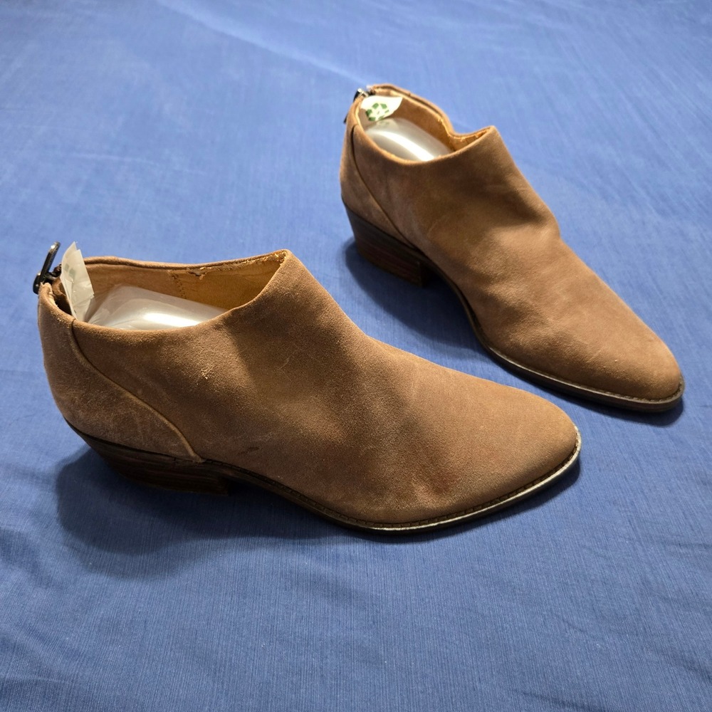 Lucky Brand Fai Ankle Booties Womens 9.5M Tan Leather Good Western Stacked Heel